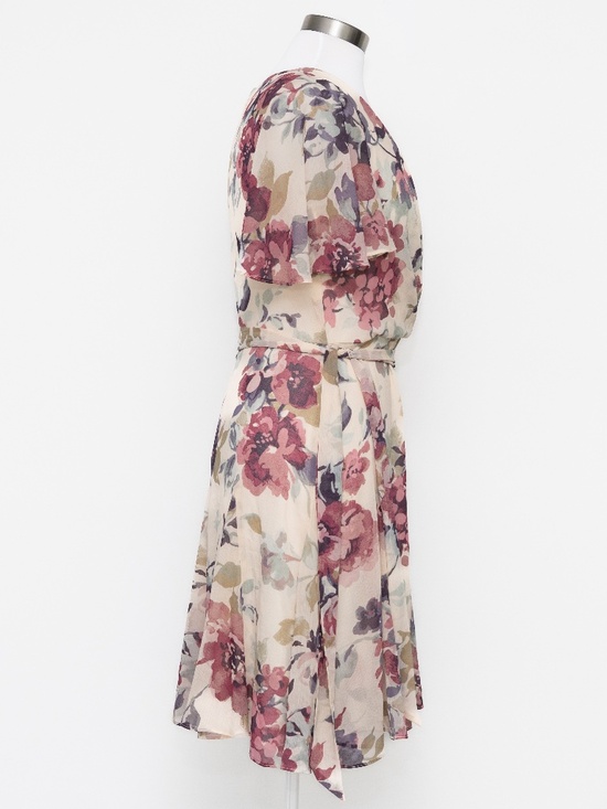 Lauren Ralph Lauren - Floral Crinkle Georgette Surplice Dress - Picture 3 of 10